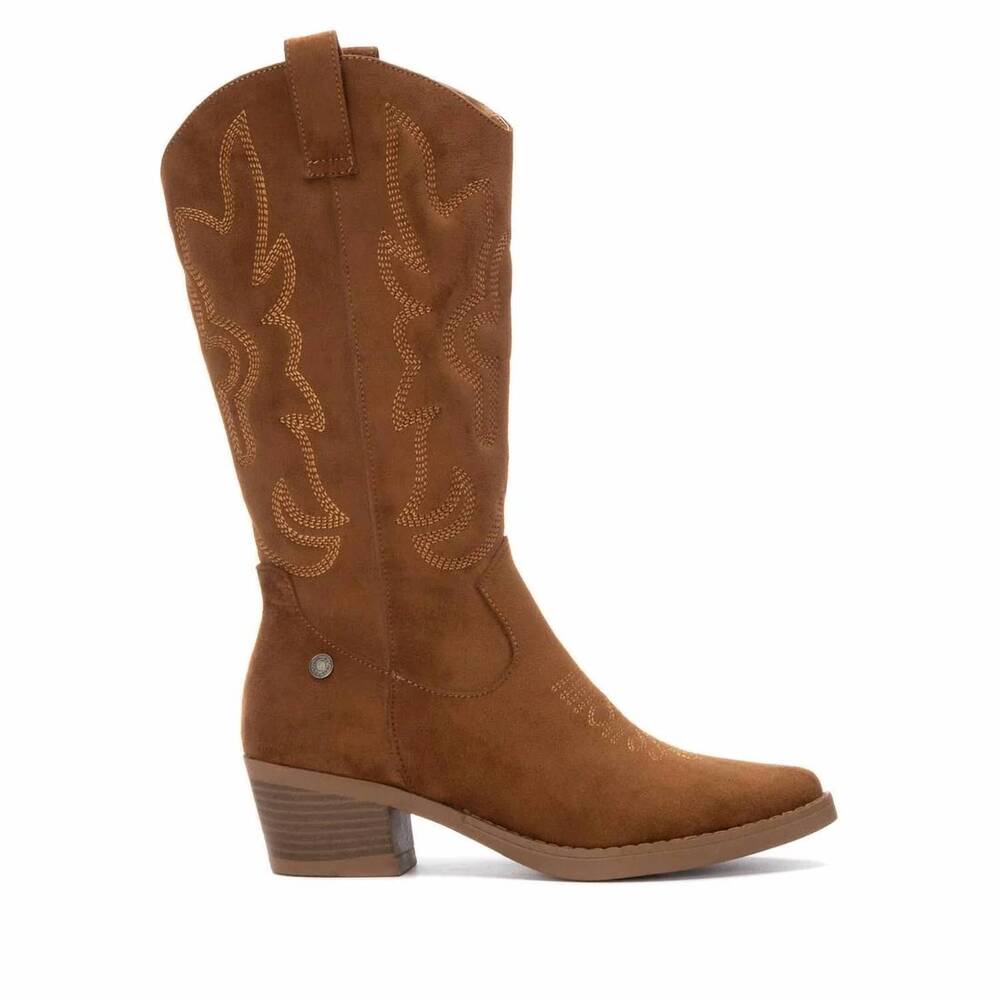 NEW REFRESH women's classic embroidery boots in camel